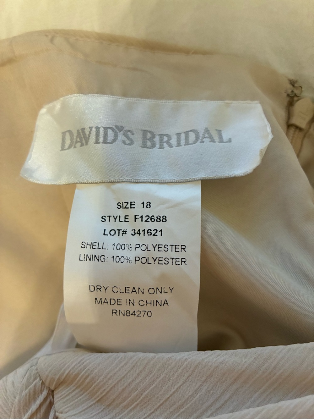 David's Bridal Beige Halter Maxi Dress with Sash Sz. 18 - Picture 4 of 6